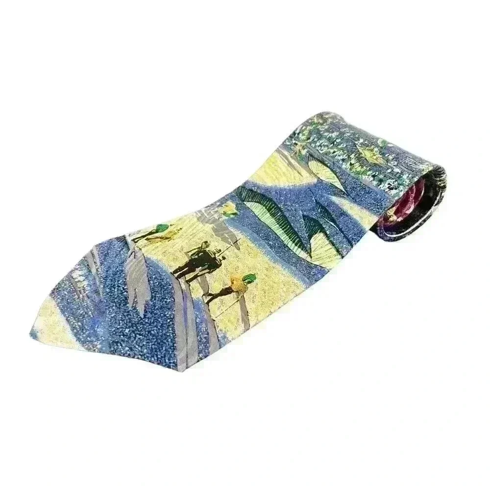 DON LOPER Men’s‎ 100% Silk Tie Necktie Golf Scene Golfing 4” Wide